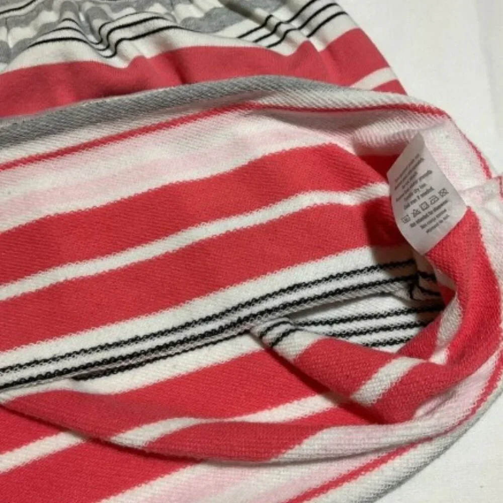 Gymboree Girls Size 8 Kitty in Pink Gray White Stripes Terry Short Sleeve Dress